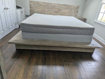 Matching Natural Wood Bed Frame & Deluxe Duxiana King Size Mattress Made In Sweden/ Two Twins Underneath