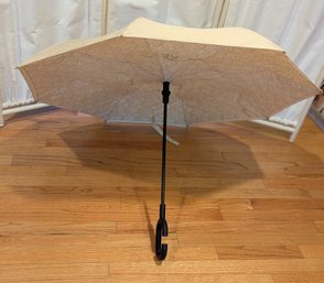 Cream Brocade C-Handle Reverse Opening Umbrella