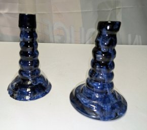 Pair Of Vintage Studio Art Pottery Glazed Candle Stick Holders
