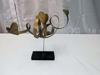 Vintage Metal Triple Heart Metal Sculpture