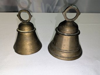 Set Of 2 Vintage Brass Bells - No Clappers