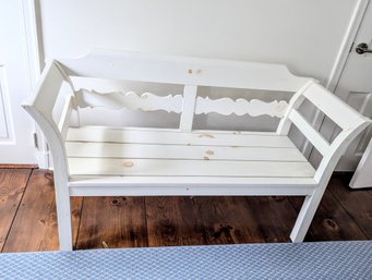 Off White Spacious Pine Bench Gently Used