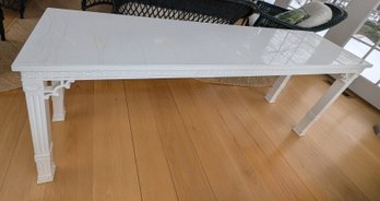 Crackeled Lacquer Finish White Extra Long Console Table
