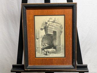 19th-century Duotone Lithograph, Titled 'The Doorway Of Baalbec' By David Roberts (1796-1864)