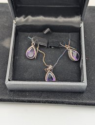 Sterling Amethyst Necklace And Earrings