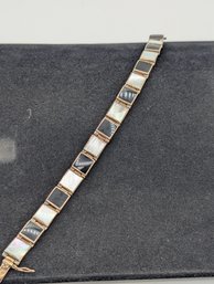 Sterling Onyx Mother Of Pearl Bracelet