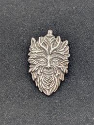 Sterling Signed Green Man Pendant