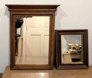 Two Wood Beveled Edge Vanity And Accent Mirrors