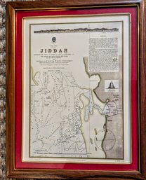 Framed Map Of The City Of Jiddah In Saudi Arabia 1873