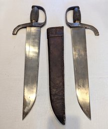 Rare  Pirate's Knives/Daggers/Dao? And Leather Sheath -1800's Very Heavy