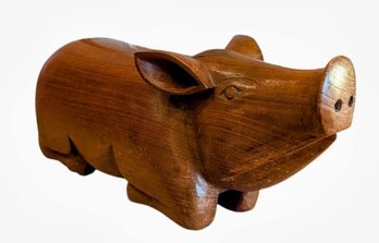 Carved Piggy Art Sculpture With Hidden Compartment