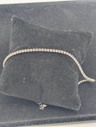 Dainty Sterling Clear Stone Bracelet Adjust Between 9-10'