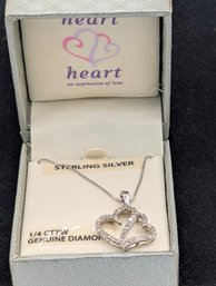 Sterling Diamond Double Heart Necklace And Pendant