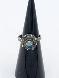 Sterling Turquoise Ring Adjustable Size
