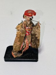 Vintage Japanese Fujimusume/ Geisha Doll On A Wood Base