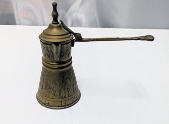 Vintage Brass Metal Egyptian/Arab/Turkish Brass Etched Design Briki, Teapotkettle Turkish Coffee Pot