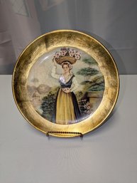 Vintage Decorative Porcelain Wall Plate Part Of The 'Anjanas' Collection, Woman With Flower Baskets