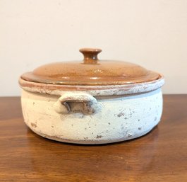 Antique French Confit Pot /Terracotta Pottery/Glazed Ceramic Serving Dish With Lid - Oven To Table