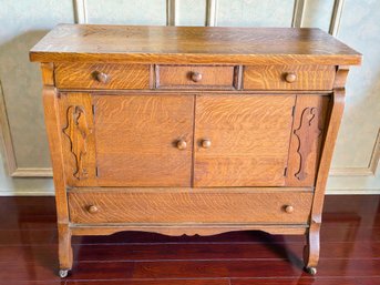 Antique Tiger Oak Buffet/sideboard, In The Empire Revival Style, Dating To The Early 20th