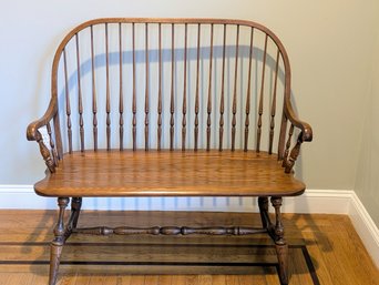 Vintage Original Solid Oak Hitchcock Windsor Settee Bench