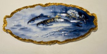 Magnificent Matching Porcelain Fish Platter By Limoge