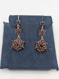 800 Silver Garnet Earrings