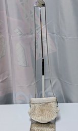 Vintage Walborg White Beaded Clam Shell Design Beaded Evening Bag