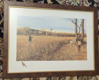 Limited Edition Framed Peter Corbin Bird Hunting Scene Painting