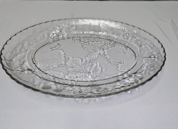 Vintage Oval Pressed Glass Design Serving Platter