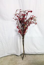 (6)  Artificial Red Berry With Gold Accent &  Floral Sprays / Picks
