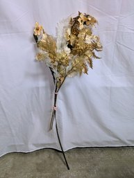 (5)  Artificial Gold & White (Cream) Floral Spray Picks