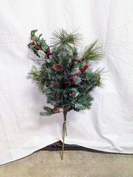 (5)  Artificial Holiday Pine, Holly & Pinecone Floral Spray Picks