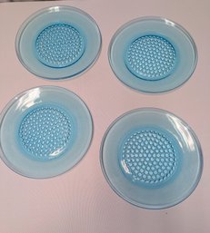Set Of (4) Hazel-Atlas  Plate Capri Hobnail Plates