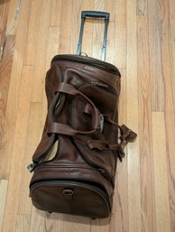 Vintage Custom Italian Leather Wheeled Duffle Bag/Voyager Carry On With Handle (heavy)