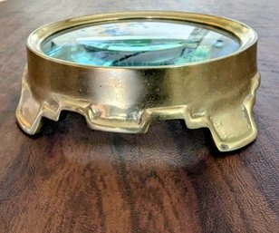 Sarreid Ltd. Decorative Brass & Glass Tabletop Magnifier - Vintage Style Office Decor