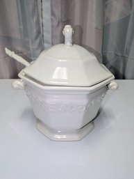 Vintage JC Penny Porcelain Soup Tureen With Ladel