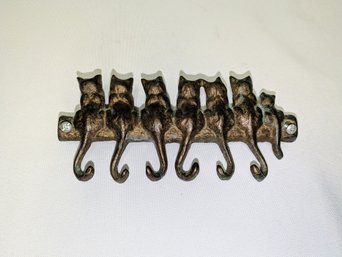 San Pacific, Int'l., Brass Cat Tails Design Wall Hook Rack Key Leash Hanger