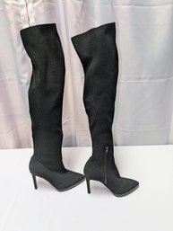 MIX No. 6, Ladies Black Stretch Over The Knee, Half Side Zip Boots - No Box - Size 6M