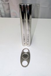 18/8 Stainless Double Cigar Holder & Cigar Cutter