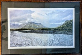 Breathtaking Limited Edition Signed Glicee Framed 'Alaskan Solitude'   Grizzly Bear By Peter Corbin
