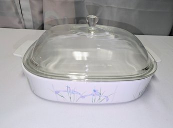 Vintage Corning Ware # A-10-B, Shadow Iris, Casserole Pan With Glass Lid
