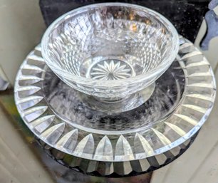 Vintage Mixed-Maker Crystal Dessert Set: Waterford Bowl & Baccarat Underplate