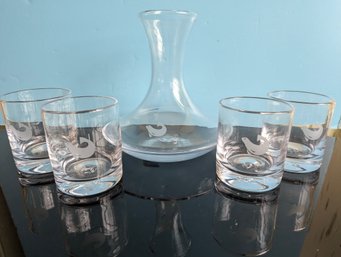 Simon Pearce Hand-Blown Glass 'Shelburne Museum' Seal Tumblers & Glass Vase