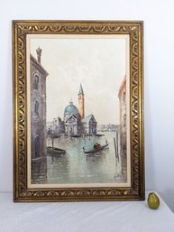 Large Signed Vintage Oil On Canvas Cityscape Of Venice #3