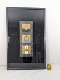 Large Modern Signed Multimedia Geometric Abstract Painting #4