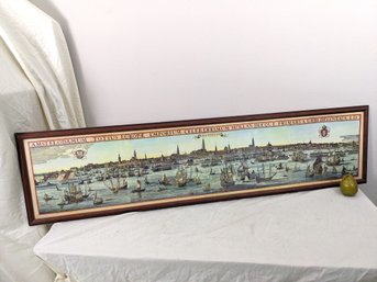 Large Antique Reproduction Panoramic View Of Amsterdam #5