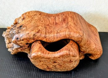Artisan Sculptural Live Edge Burl Wood Keepsake Box With Hidden Secret Compartment