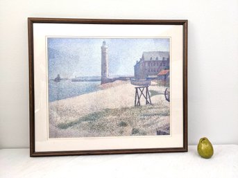 Framed And Matted Print Of A Painting By Georges Seurat, The Lighthouse At Honfleur #11