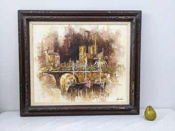 European Cityscape Oil On Canvas Signed Gaiber #12