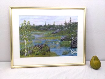 Signed A. Holvik Landscape Painting Of A Lake #18